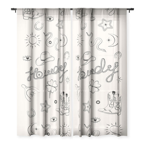 thespacehouse Howdy Black and White Good Luck Sheer Non Repeat