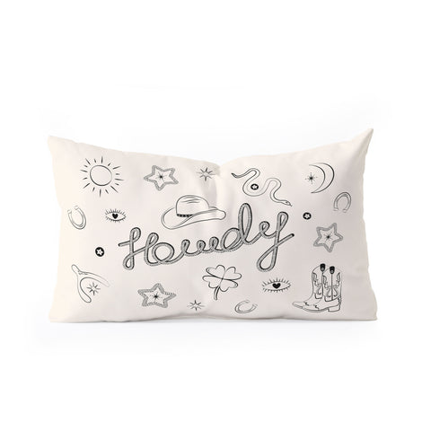 thespacehouse Howdy Black and White Good Luck Oblong Throw Pillow