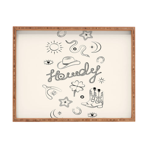 thespacehouse Howdy Black and White Good Luck Rectangular Tray