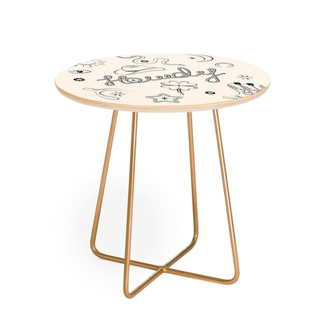 thespacehouse Howdy Black and White Good Luck Round Side Table