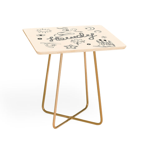 thespacehouse Howdy Black and White Good Luck Side Table