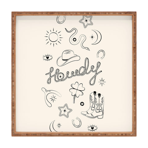 thespacehouse Howdy Black and White Good Luck Square Tray