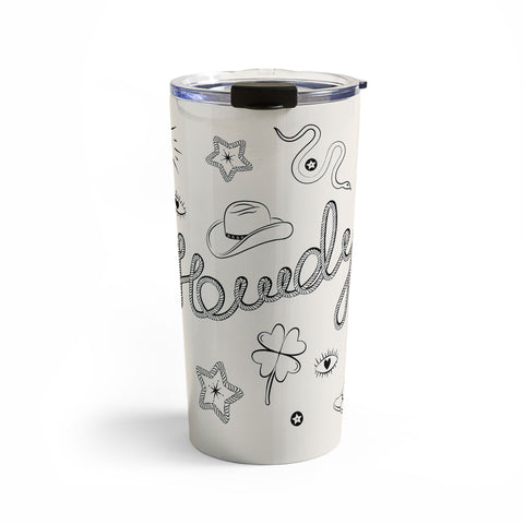 thespacehouse Howdy Black and White Good Luck Travel Mug