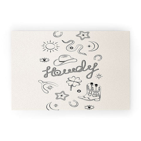 thespacehouse Howdy Black and White Good Luck Welcome Mat