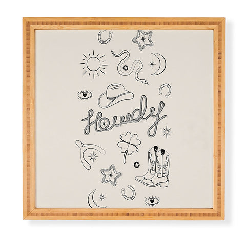 thespacehouse Howdy Black and White Good Luck Framed Wall Art