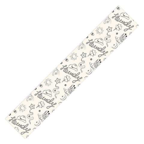 thespacehouse Howdy Black and White Good Luck Table Runner