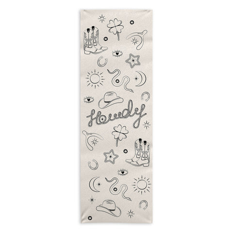 thespacehouse Howdy Black and White Good Luck Yoga Towel