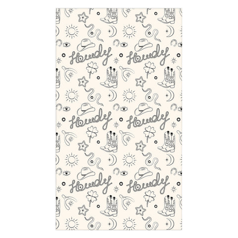 thespacehouse Howdy Black and White Good Luck Tablecloth