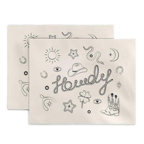 thespacehouse Howdy Black and White Good Luck Placemat