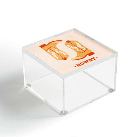 thespacehouse Howdy Cowboy Boots Orange Acrylic Box