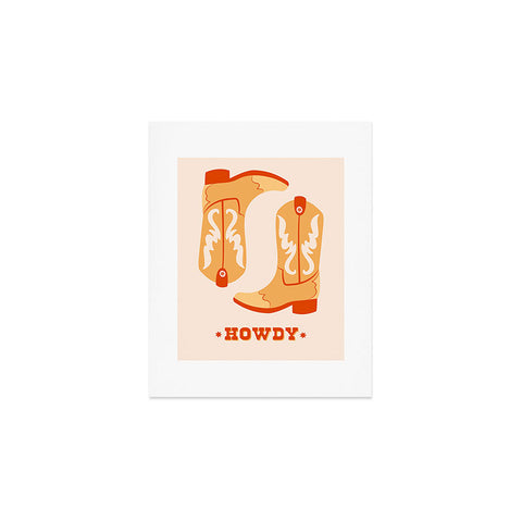 thespacehouse Howdy Cowboy Boots Orange Art Print