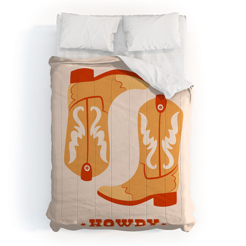thespacehouse Howdy Cowboy Boots Orange Comforter