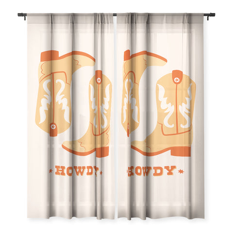 thespacehouse Howdy Cowboy Boots Orange Sheer Non Repeat