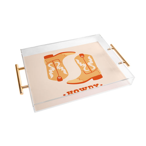 thespacehouse Howdy Cowboy Boots Orange Acrylic Tray