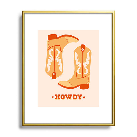 thespacehouse Howdy Cowboy Boots Orange Metal Framed Art Print