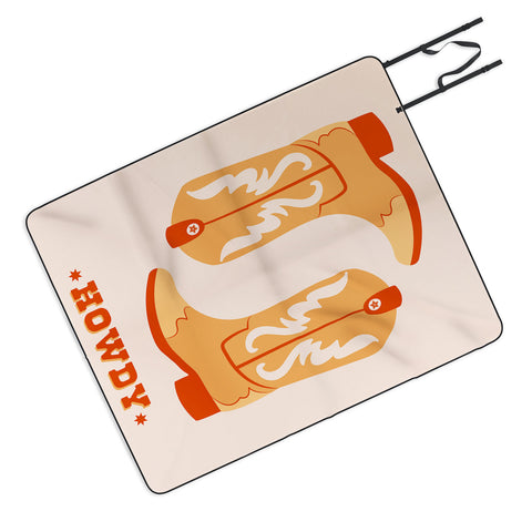 thespacehouse Howdy Cowboy Boots Orange Picnic Blanket