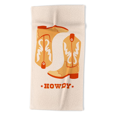 thespacehouse Howdy Cowboy Boots Orange Beach Towel
