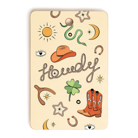 thespacehouse Howdy Lucky Western Charms Cutting Board Rectangle