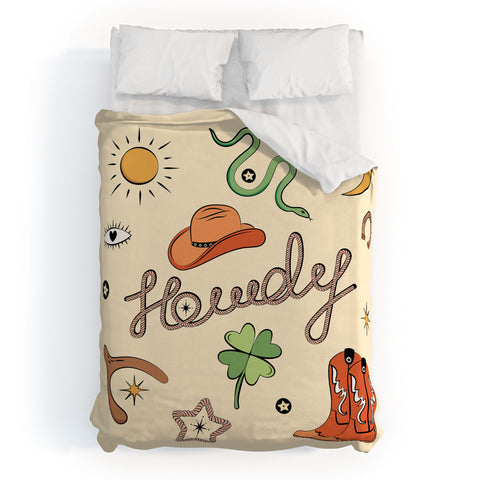 thespacehouse Howdy Lucky Western Charms Duvet Cover