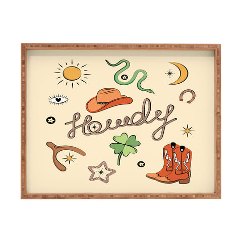 thespacehouse Howdy Lucky Western Charms Rectangular Tray