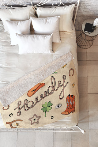 thespacehouse Howdy Lucky Western Charms Fleece Throw Blanket