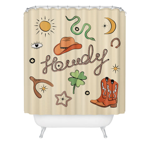 thespacehouse Howdy Lucky Western Charms Shower Curtain
