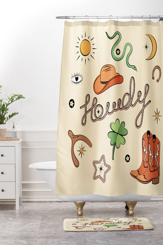 thespacehouse Howdy Lucky Western Charms Shower Curtain And Mat