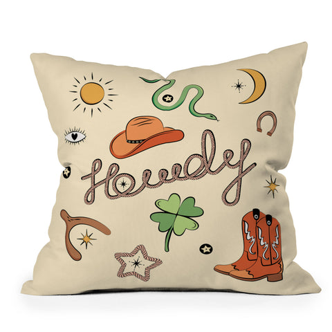 thespacehouse Howdy Lucky Western Charms Outdoor Throw Pillow