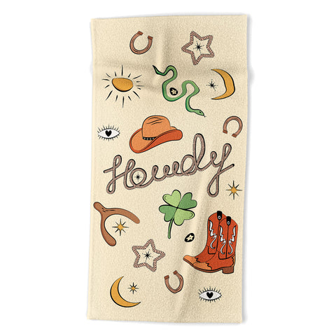thespacehouse Howdy Lucky Western Charms Beach Towel