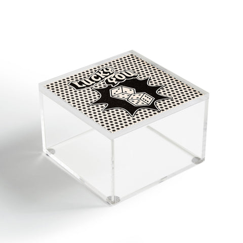 thespacehouse Lucky You Dice in Black White Acrylic Box