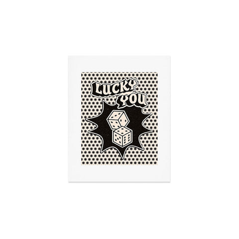 thespacehouse Lucky You Dice in Black White Art Print