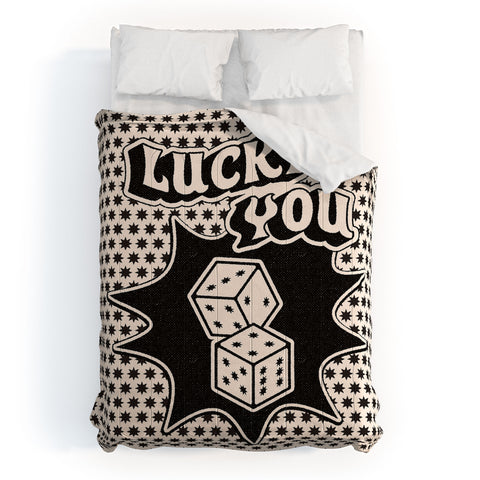thespacehouse Lucky You Dice in Black White Comforter