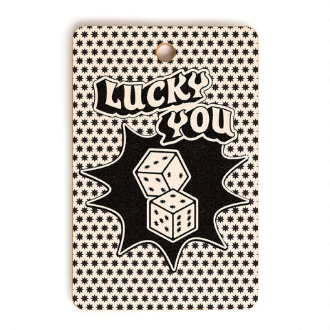thespacehouse Lucky You Dice in Black White Cutting Board Rectangle