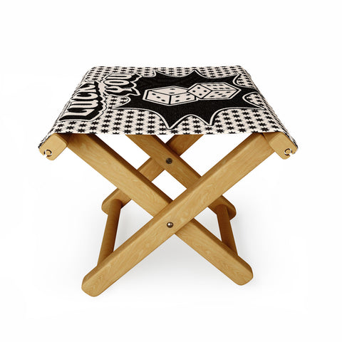thespacehouse Lucky You Dice in Black White Folding Stool