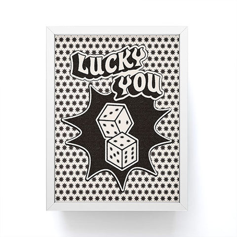 thespacehouse Lucky You Dice in Black White Framed Mini Art Print
