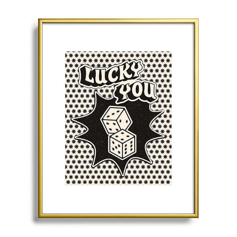 thespacehouse Lucky You Dice in Black White Metal Framed Art Print
