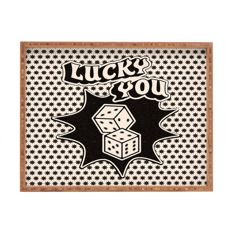 thespacehouse Lucky You Dice in Black White Rectangular Tray