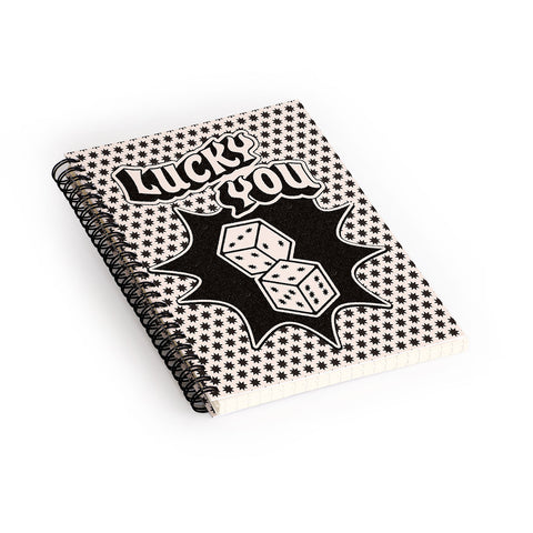 thespacehouse Lucky You Dice in Black White Spiral Notebook