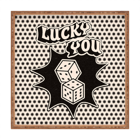 thespacehouse Lucky You Dice in Black White Square Tray