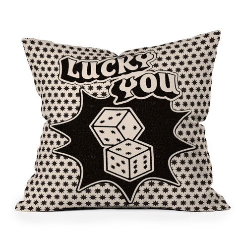 thespacehouse Lucky You Dice in Black White Throw Pillow