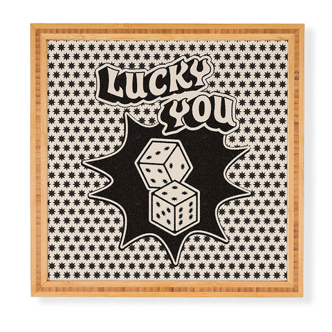thespacehouse Lucky You Dice in Black White Framed Wall Art