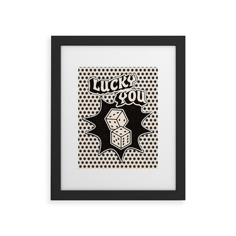 thespacehouse Lucky You Dice in Black White Framed Art Print