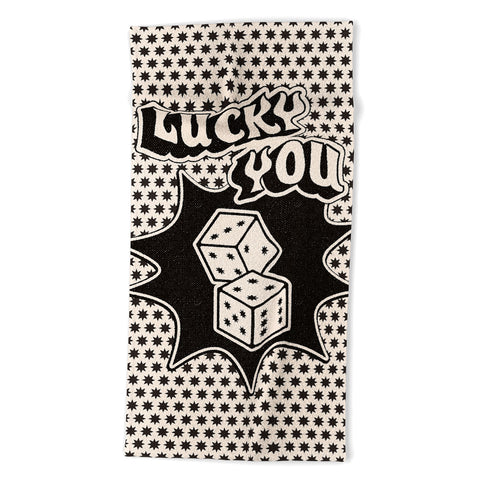 thespacehouse Lucky You Dice in Black White Beach Towel