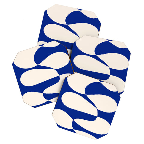 thespacehouse MidCentury Modern Abstract Blue Coaster Set