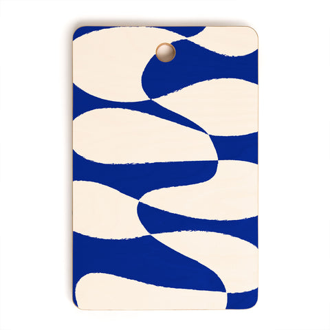 thespacehouse MidCentury Modern Abstract Blue Cutting Board Rectangle