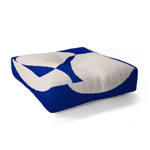 thespacehouse MidCentury Modern Abstract Blue Floor Pillow Square