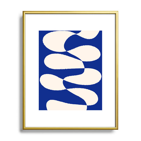 thespacehouse MidCentury Modern Abstract Blue Metal Framed Art Print