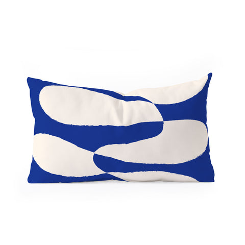 thespacehouse MidCentury Modern Abstract Blue Oblong Throw Pillow