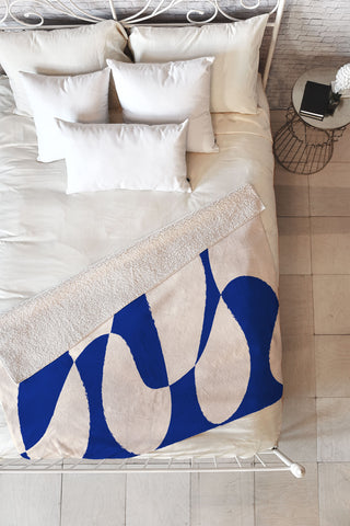 thespacehouse MidCentury Modern Abstract Blue Fleece Throw Blanket