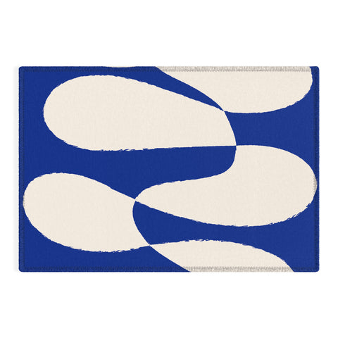 thespacehouse MidCentury Modern Abstract Blue Outdoor Rug